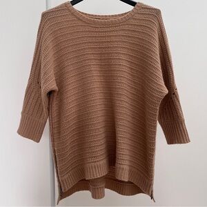 Zadig & Voltaire cashmere sweater ONE SIZE tan 3/4 dolman sleeves side zippers